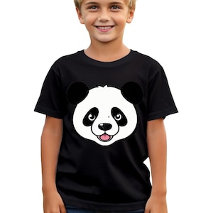 Bonita camiseta con cara de oso panda, adorable remera de algodón para niños, perfecta para los amantes de los pandas, divertida para usar todos los días, n.° T490 imagen 1
