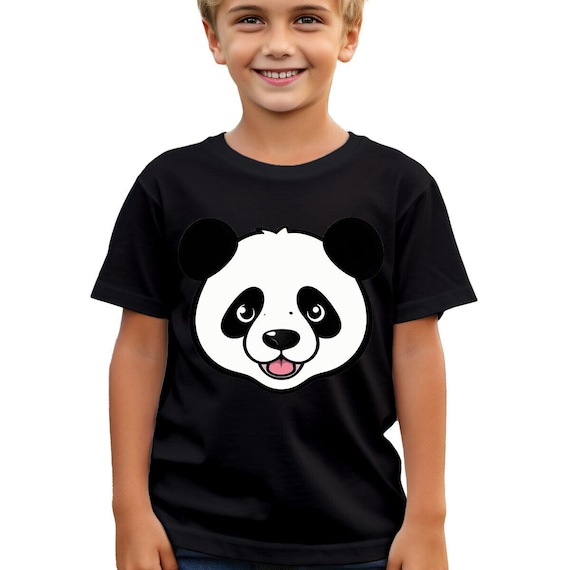 Cute Panda Bear Face T-Shirt Adorable Cotton Tee For Kids Perfect For Panda Lovers Fun Everyday Wear #T490