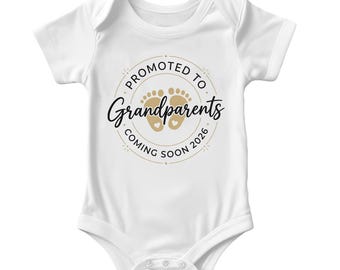 Promoted To Grandparents Baby Bodysuit Announcement Newborn Pregnancy Reveal New Grandparents Gift Baby Vest
