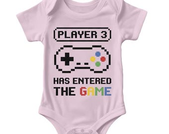 Player 3 Has Entered The Game Baby Bodysuit Pregnancy Announcement New Baby Gift Gaming Pregnancy Reveal