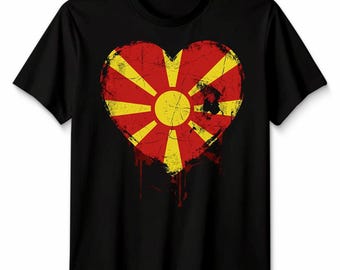 Love Macedonia Flag T Shirt Macedonian Day Football Unisex Tee 100% Cotton Mens Womens Macedonia Gift Tee