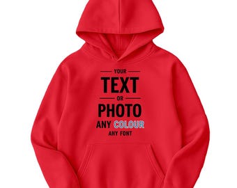 Personalised Kids Hoodies Custom Photo Any Text Boys Girls Hooded Jumper Gift For Children