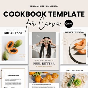 Cookbook Template Canva, Recipe Book Template Canva, Ebook Template for Recipes, Recipe Ebook Template, Wellness Ebook, Canva Ebook Template