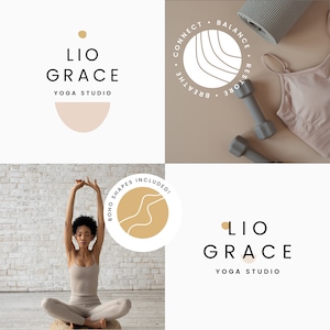 Yoga Logo Design for Canva, Boho Logo Design, Canva Logo Template, Premade Logo, Minimal Logo, Wellness Logo for Yoga, Pilates, Health Coach