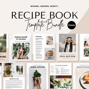 Recipe Book Template Canva | eBook Template Canva | Cookbook Template Canva | Workbook Template Canva | Printable Cookbook Templates