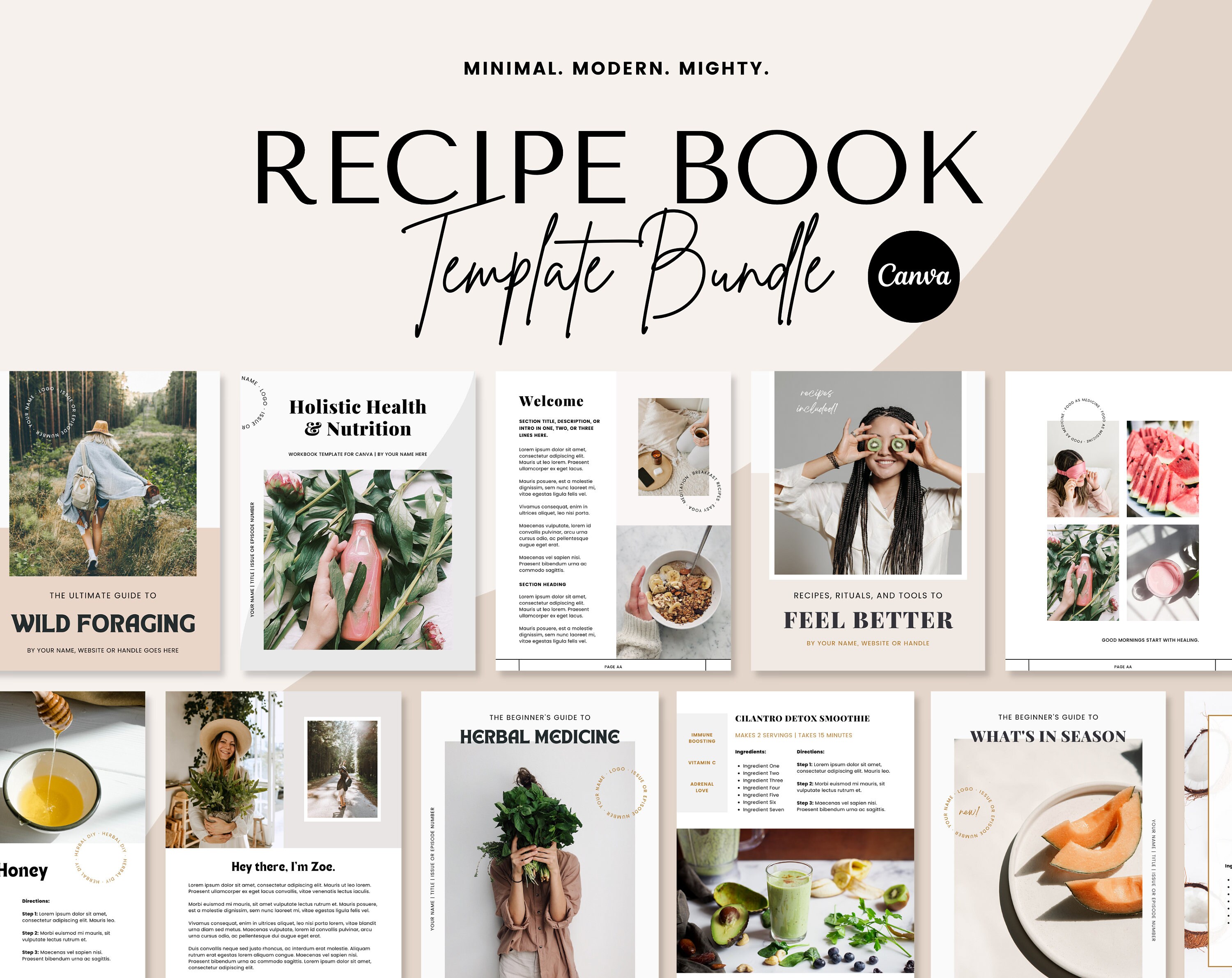 Recipe Book Template Canva | eBook Template Canva | Cookbook Template Canva | Workbook Template Canva | Printable Cookbook Templates