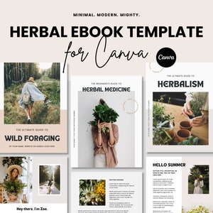 Plantilla de ebook de hierbas, plantilla de libro de ejercicios de bienestar (Canva), plantilla de libro de ejercicios de coaching, plantillas de coaching de salud, plantilla de ebook de recetas (Canva)