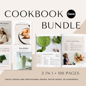 Cookbook Template Canva | Recipe Book Template Canva | eBook Template Canva | Printable Cookbook Templates | Recipe eBook Canva