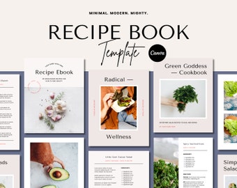 Recipe Book Template Canva, Ebook Template Recipes, Recipe Ebook Template, Wellness Ebook, Canva Ebook Template, Cookbook Template Canva