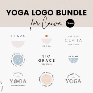 Yoga Logo Bundle Canva, Boho Logo Template, Logo Branding Kit, Canva Logo Template, Premade Logo Design, Wellness Logo, Health Coach Logo