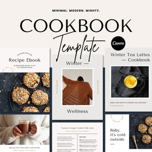 Cookbook Template Canva, Holiday Recipe Book Template Canva, Editable Ebook Template Recipes, Recipe Ebook Template, Canva Ebook Template