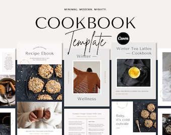 Cookbook Template Canva, Holiday Recipe Book Template Canva, Editable Ebook Template Recipes, Recipe Ebook Template, Canva Ebook Template