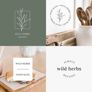 Eten blog logo sjabloon Canva, moderne logo sjabloon, Wellness logo ontwerp Canva, minimale logo Kit, bewerkbaar Canva-logo, premade logo-ontwerp