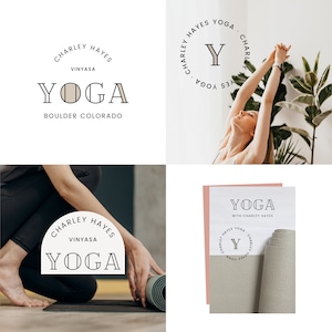 Yoga logo ontwerp Canva, gezondheid logo sjabloon Canva, Wellness logo ontwerp, bewerkbaar Canva logo, modern logo sjabloon, logo kit Canva