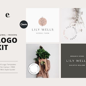 Herbalist Logo Template, Premade Logo Template, Canva Logo Template, Modern Logo Kit, Minimal Logo, Health Coach Logo, Business Logo