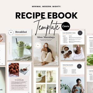 Recipe Ebook Template Canva, Canva Cookbook Template, Ebook Template Recipes, Canva Ebook Template, Recipe Book Template, Wellness Ebook