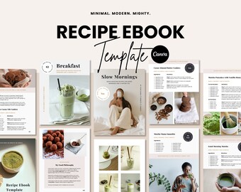 Recipe Ebook Template Canva, Canva Cookbook Template, Ebook Template Recipes, Canva Ebook Template, Recipe Book Template, Wellness Ebook