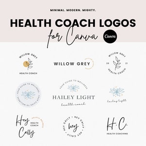 Bundel gezondheidscoach logo, sjabloon gezondheidslogo Canva, bewerkbaar Canva-logo, doe-het-zelf logosjabloon, wellness-logo-ontwerp, kant-en-klaar logo-ontwerp