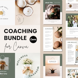 Health Coach Bundle for Canva • Wellness Workbook eBook Template • Logo Kit for Small Business in Health and Wellness • Instagram Templates