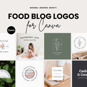 Food Blog Logo Bundle Canva, Modern Logo Template, Canva Logo Template, Editable Canva Logo, Wellness Logo, Premade Logo Canva, Health Logo