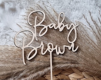 Personalised Wooden Cake Topper - Custom Baby Name Design, Baby Shower, Announcement sign