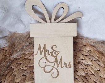 Porta biglietti da regalo in legno per matrimonio - Design regalo unico, biglietto da regalo per matrimonio, porta soldi, presentazione biglietti da visita, regalo monetario, Mr & Mrs