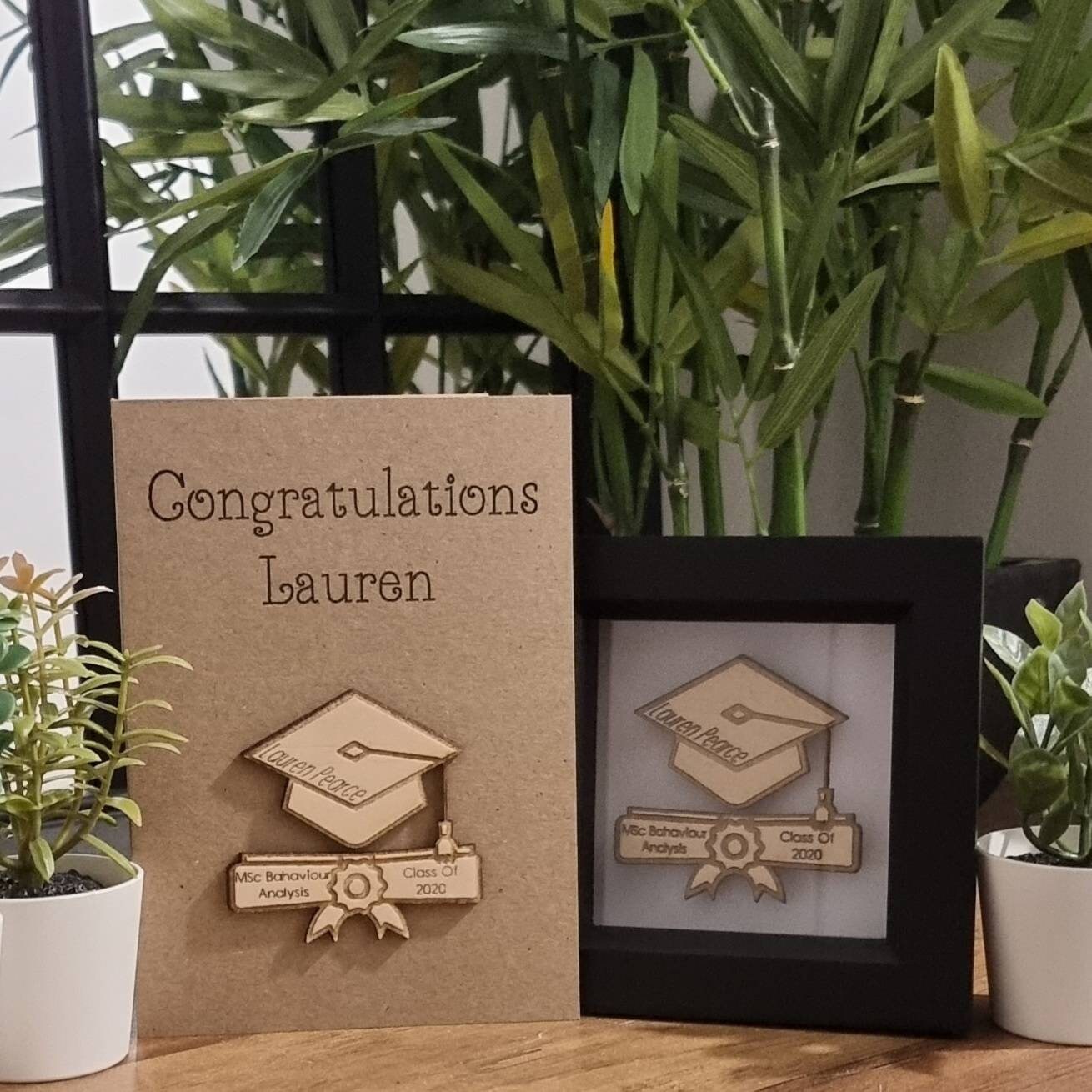 Graduation Card Frame Personalised Graduation Frame and Card Gift Set, Mortarboard and Scroll ...