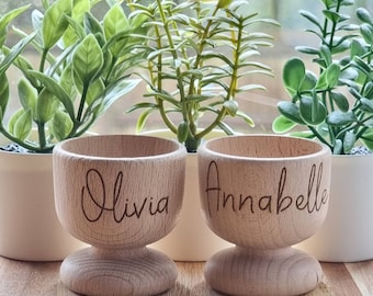 Personalised Wooden Easter egg Cup, Engraved Dippy Egg, First Easter Gift, Breakfast Eggs, Personalised Easter Gift, Classroom Children Gift