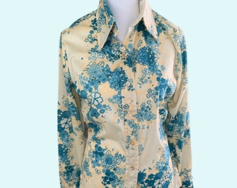 Vintage Jack Winter Floral Polyester Button-down Shirt