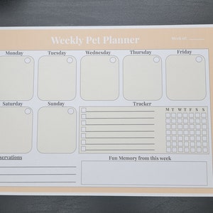 Weekly pet planner printable (5 different colors)