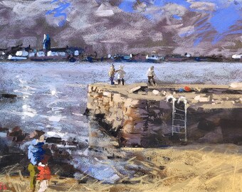 Kurze Abende - Original Pastell Gemälde 9x7' - Co. Dublin Dun Laoghaire Sandycove