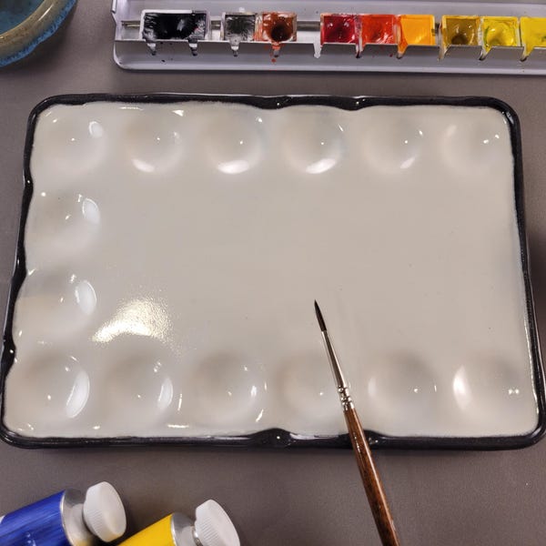 Segundos - Perfección imperfecta - Paleta de pintura de cerámica - Para mezclar colores de acuarela, óleo, acrílico y gouache