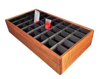 Wooden Paint Tube Organizer for Studio Desk - Double Insert - Artist Storage Box for Watercolor, Gouache and Oil Paint, Gift for Painters