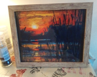 Sunset Seascape - Ireland Co.Donegal - Original Soft Pastel Painting 8x10"