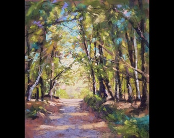 An Coill - Ireland Co. Dublin Kilmashogue Forest - Original Soft Pastel Painting 10X12"