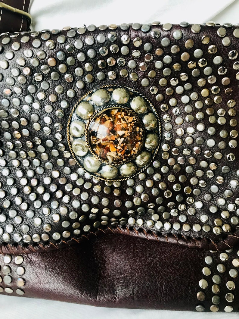 Leather bag with rivets image 4