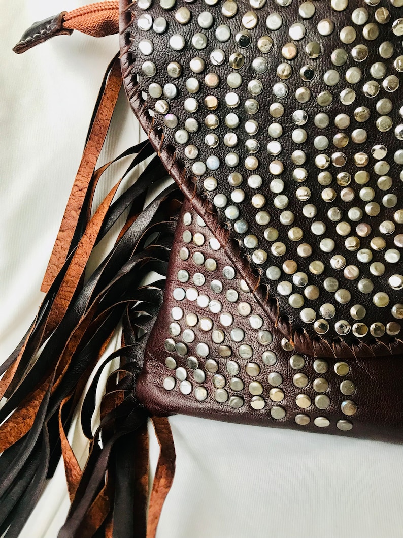 Leather bag with rivets image 3