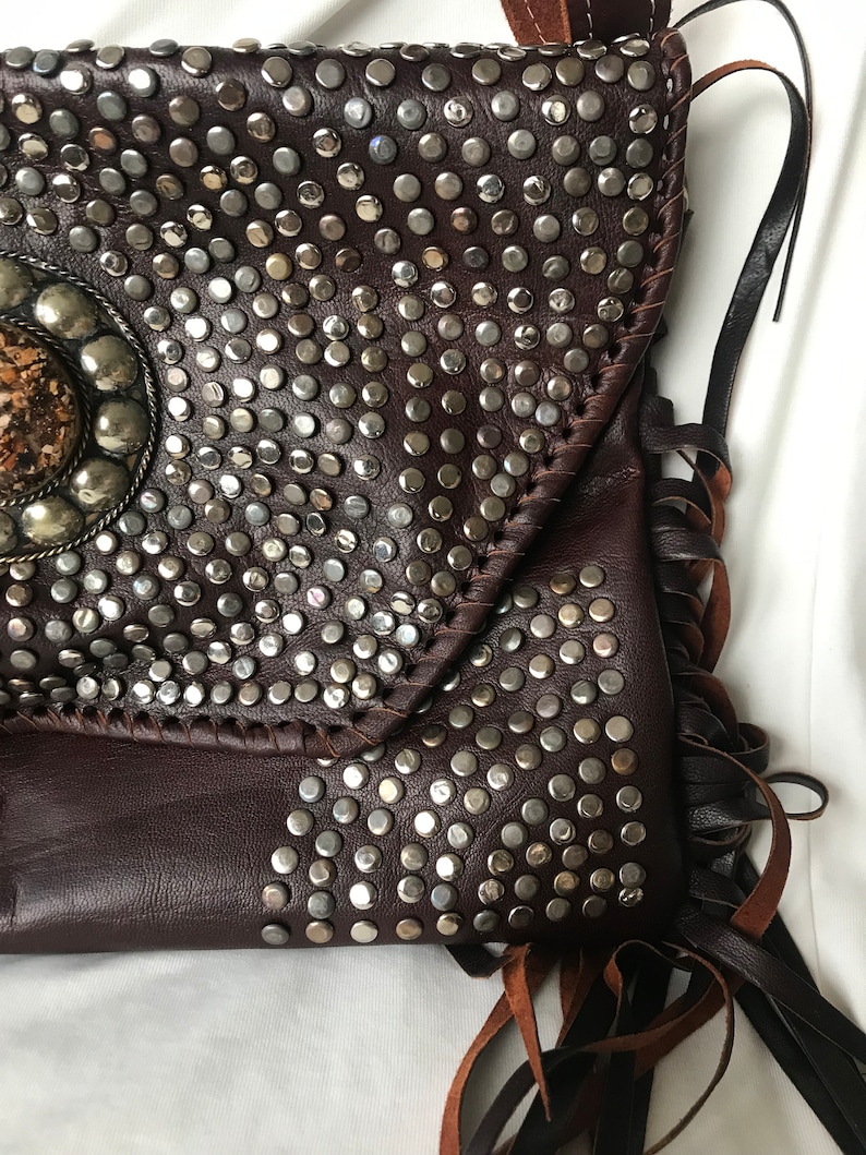 Leather bag with rivets image 5