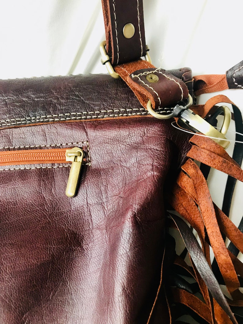 Leather bag with rivets image 7