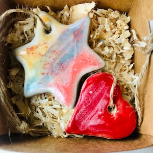 ceramic star and heart