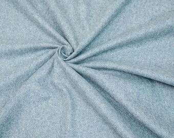 Herringbone wool blend, mint / denim blue Lisca Alba by Hilco, Tweed Wool Silk Blend Fabric Woven fabric Fabrics by the meter