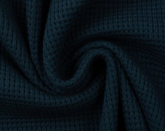 Waffle knitted fabric, petrol, Oslo by Swafing, waffle jersey knitted fabric by the meter