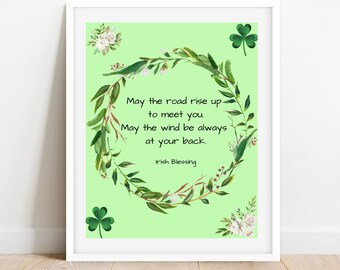 Irish Blessing Wall Art | St Patrick's Day | May The Wind Be Always At Your Back | Catholic Christian Blessing | Digital Download Print