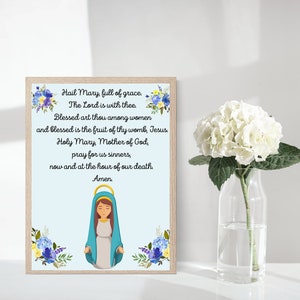 Hail Mary Prayer Wall Art | 8 x 10 Digital Download Printable | Child Prayer | Catholic Wall Art | Hail Mary Printable | Catholic Prayers