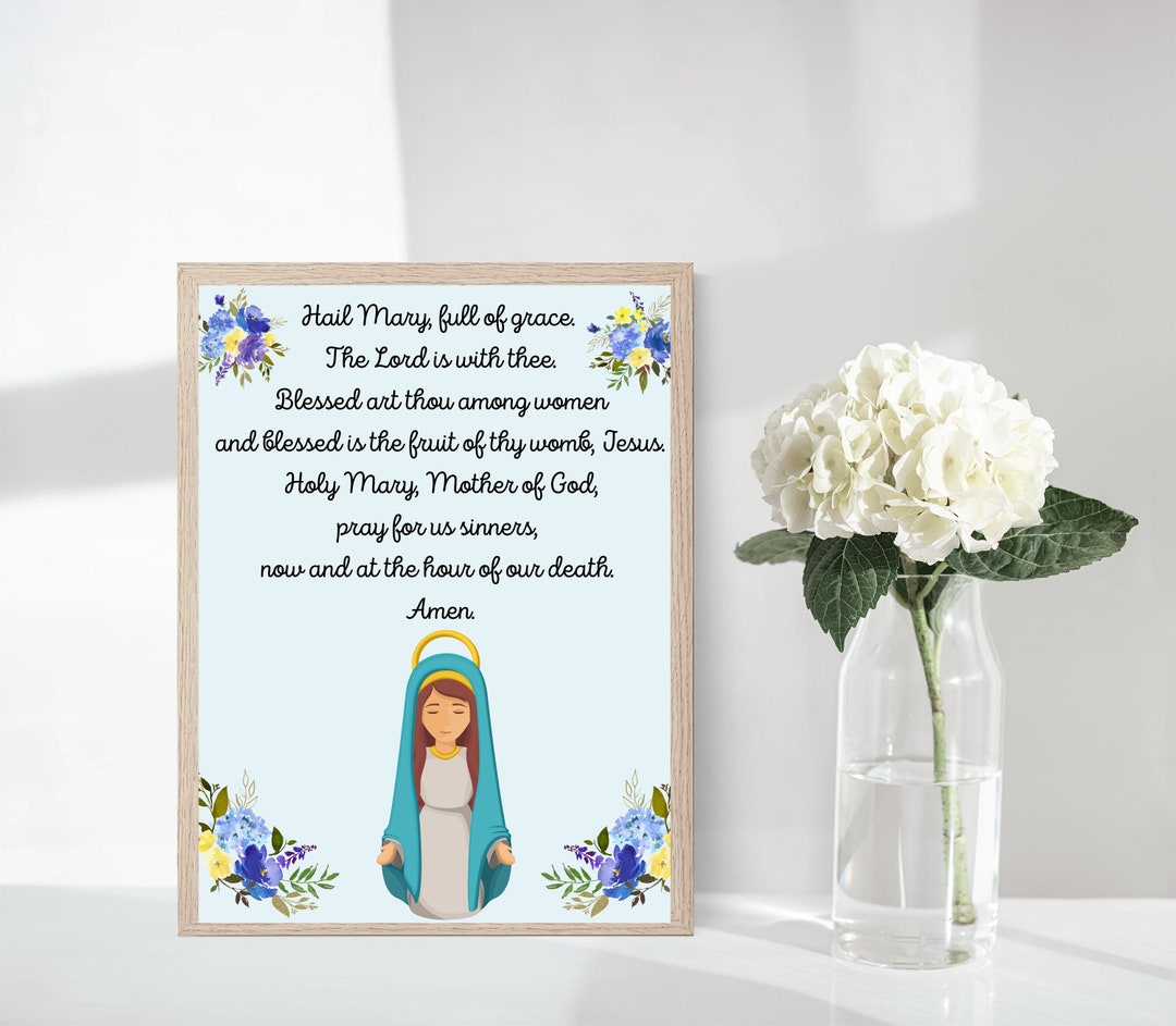 Hail Mary Prayer Wall Art | 8 X 10 Digital Download Printable | Child ...