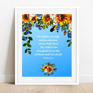 Psalm 27:1 Bible Verse Wall Art |  &quot;The Lord is my light and my salvation...&quot; | Digital Download PRINTABLE | Bible Verse Print | Christian