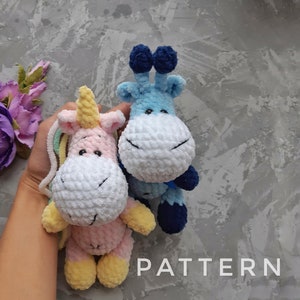 Unicorn and Giraffе Crochet Pattern Set, Amigurumi pattern plush toy Unicorn , Stuffed Unicorn and Giraffe crochet plush pattern (English)
