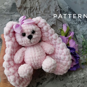 Bunny Crochet Pattern, PDF tutorial, amigurumi rabbit pattern