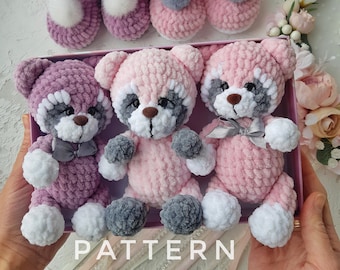 Crochet pattern Raccoon, Amigurumi raccoon pattern PDF tutorial, Stuffed raccoon plush pattern amigurumi animals