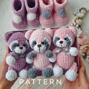Crochet pattern Raccoon, Amigurumi raccoon pattern PDF tutorial, Stuffed raccoon plush pattern amigurumi animals
